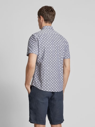 Jake*s Casual fit zakelijk overhemd met all-over print Marineblauw - 4
