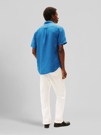 Tommy Hilfiger regular fit overhemd met korte mouwen van puur linnen Jeansblauw - 5