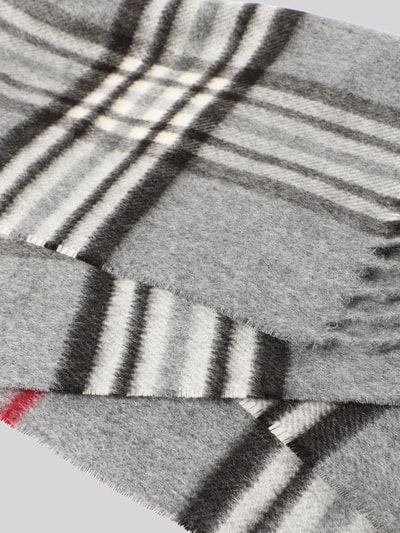 Produktfoto, Schal mit Kordel-Abschluss Modell 'Karo' von FRAAS in grau kariert, gewebte Optik, rechteckig, weiche Textur, 29x164 cm