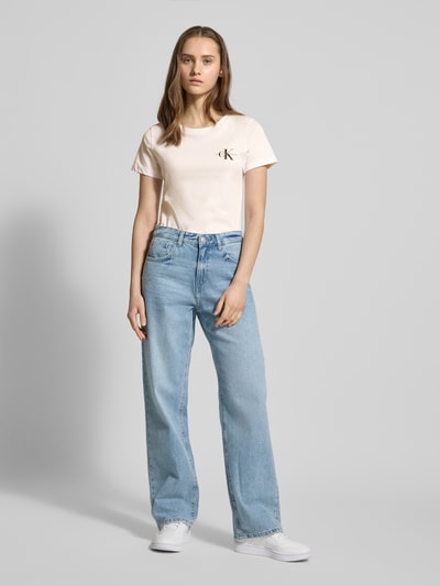 Calvin Klein Jeans T-shirt met labelprint in een set van 2 stuks Lichtroze - 1