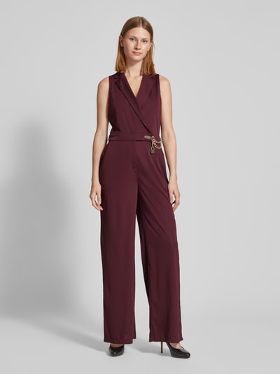 Lauren Ralph Lauren Jumpsuit met tailleriem, model 'NIKELLE' Donkerrood - 4