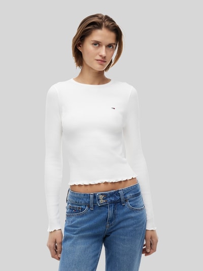 Tommy Jeans Slim Fit Langarmshirt aus Baumwoll-Mix Offwhite 4