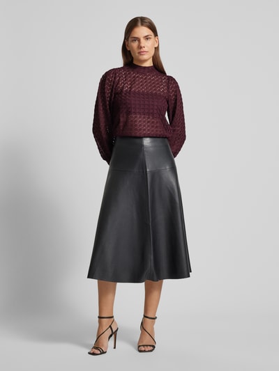 Vero Moda Regular Fit Blusentop aus Spitze mit Ballonärmeln Modell 'BECCA' Bordeaux 1