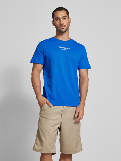 Tommy Jeans T-shirt met labelprint Koningsblauw - 4