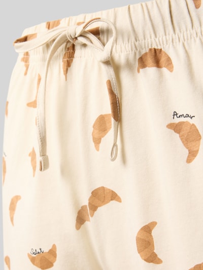 Produktfoto, Pyjama-Shorts mit elastischem Bund von Jake*s Casual aus reiner Baumwolle im Allover-Look mit Croissant-Motiv und Regular-Fit