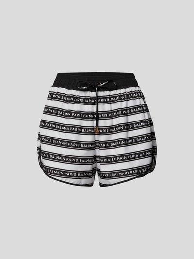 Balmain Shorts mit Allover-Label-Print Schwarz 2