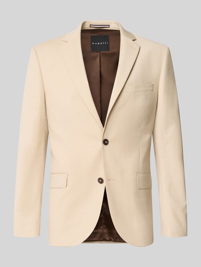 Produktfoto, Regular Fit Sakko aus Schurwoll-Mix von bugatti in Beige mit Reverskragen, Brust- und Pattentaschen, braunes Innenfutter