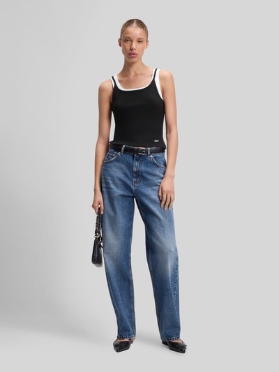 HUGO Blue Slim Fit Top aus reiner Baumwolle im Lagen-Look Black 1