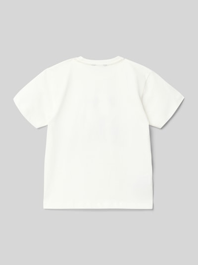 Produktfoto, Regular Fit T-Shirt mit Motiv-Print von Mayoral, Kinder T-Shirt aus reiner Baumwolle, Rundhalsausschnitt, weiße Farbe.