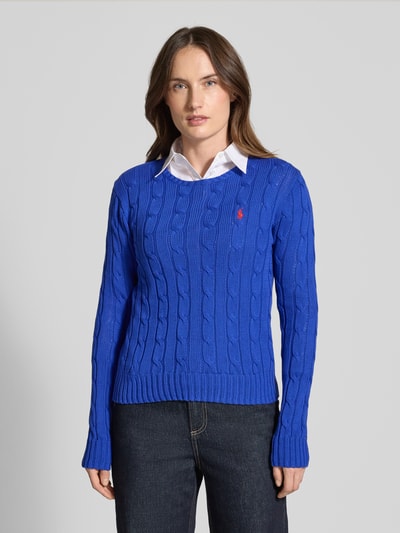 Polo Ralph Lauren Strickpullover mit Zopfmuster Modell 'JULIANNA' Blau 4