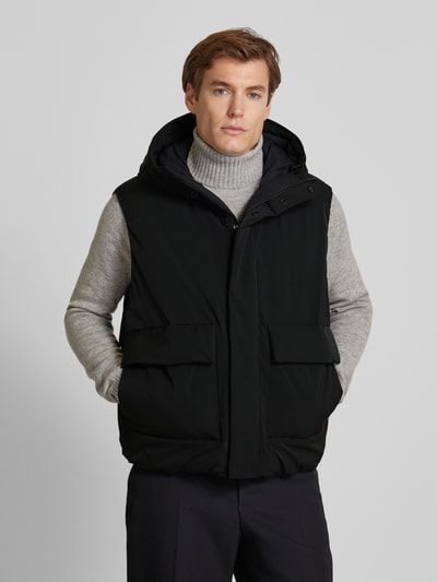 HUGO Gilet met siernaden, model 'Branden' Zwart - 4