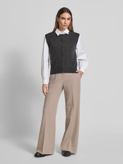 Christian Berg Woman Selection Regular Fit Weste aus Baumwoll-Mix in Strick-Optik Anthrazit Melange 1