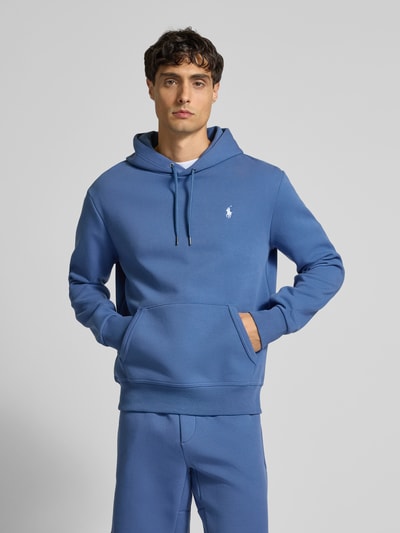 Polo Ralph Lauren Hoodie met labelstitching en kangoeroezak Oceaanblauw - 4