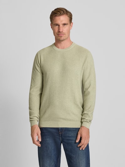 MCNEAL Gebreide pullover met ribboorden Rietgroen gemêleerd - 4