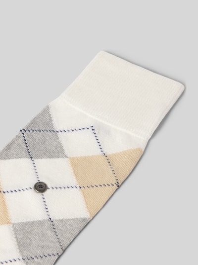 Produktfoto, Socken aus Baumwoll-Mix Modell 'MANCHESTER' von Burlington, mieszanka bawełny, prążkowane ściągacze, detal z logo, efekt metaliczny, z napisem z logo