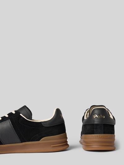 Polo Ralph Lauren Sneakersy skórzane z detalem z logo Czarny 2
