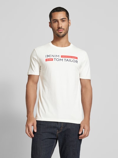 Tom Tailor Denim T-Shirt mit Label-Print Modell 'Type H' Offwhite 4