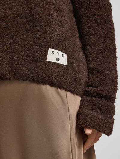 ICHI Regular fit pullover met wol, model 'Larisa' Donkerbruin - 3