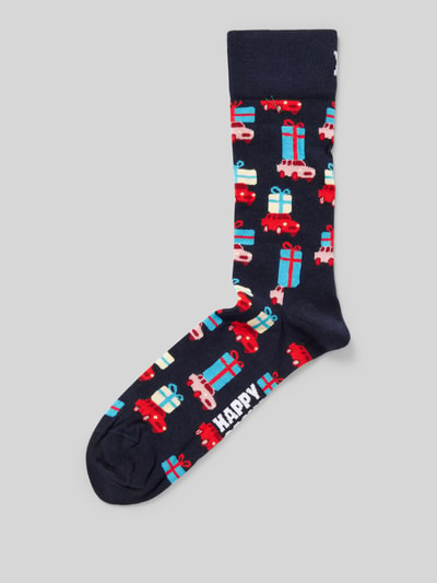 Happy Socks Socken mit Motiv-Stitching Modell 'Holiday Shopping' Marine 1