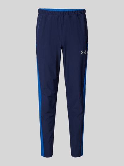 Under Armour Spodnie dresowe o kroju slim fit z nadrukiem z logo model ‘Vanish Utility’ Ciemnoniebieski 2