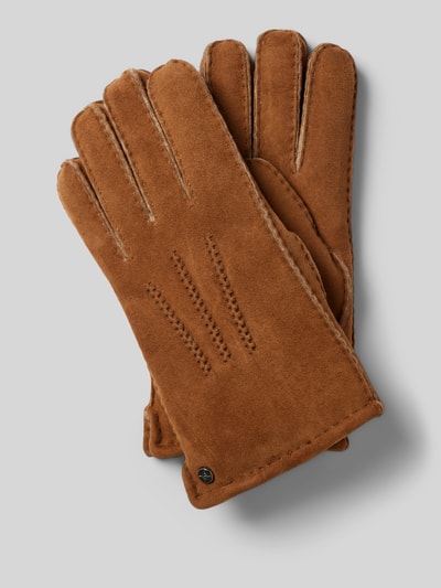 Pearlwood Handschuhe aus Leder mit Label-Detail Camel 1