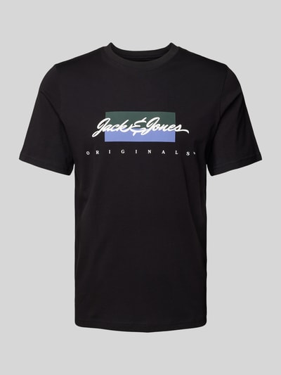 Jack & Jones T-shirt z nadrukiem z logo model ‘WAYNE’ Czarny 2