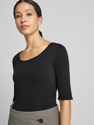 Marc Cain t-shirt z zakładką na rękawach i okrągłym dekoltem Czarny 3