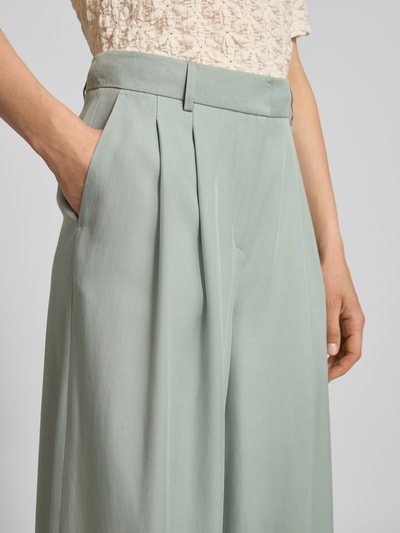 Jake*s Collection Wide leg bandplooibroek met steekzakken Lindegroen - 3