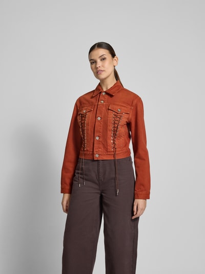 Rabanne Cropped Jacke mit Knopfleiste Mittelbraun 4