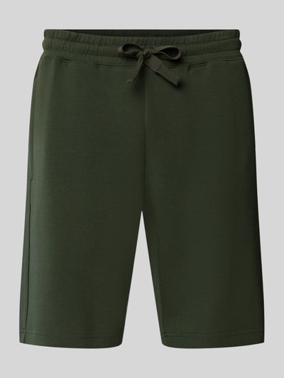 Produktfoto, Sweatshorts mit elastischem Bund von PAUL SMITH in Dunkelgrün, Baumwoll-Mix mit Modal-Anteil, Regular Fit, sichtbarer Tunnelzug.