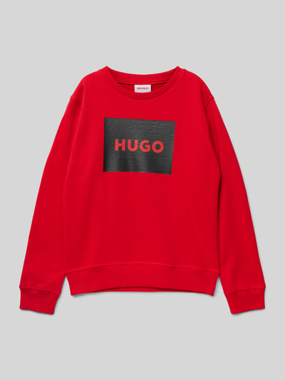 HUGO Sweatshirt mit Label-Print Rot 1