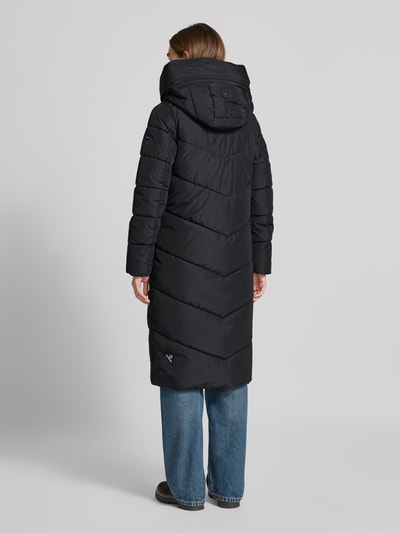 khujo Gewatteerde lange jas met capuchon, model 'TEPLE' Marineblauw - 5