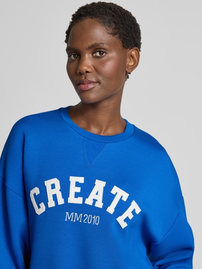 MOS MOSH Oversized sweatshirt met labelprint, model 'CELLI' Koningsblauw - 3
