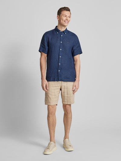 Tommy Hilfiger Regular Fit Leinenhemd mit Button-Down-Kragen Marine 1