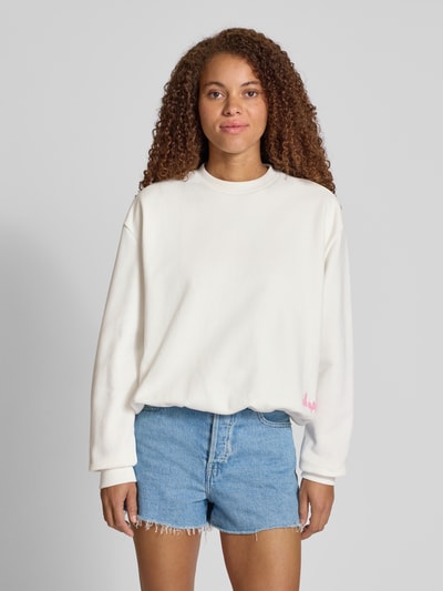 OH APRIL Sweatshirt mit gerippten Abschlüssen Modell 'Zuri' Offwhite 4