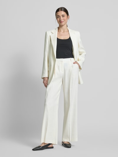 HUGO Wide leg linnen broek met steekzakken, model 'Halati' Wit - 1