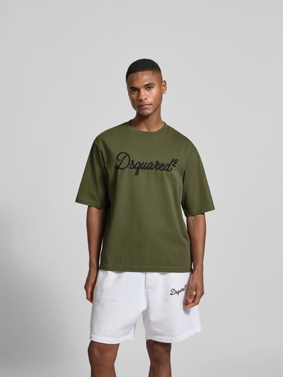 Dsquared2 Loose Fit T-Shirt aus reiner Baumwolle Oliv 4