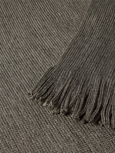 Christian Berg Men Sjaal van wolmix met franjes Donkergrijs gemêleerd - 2