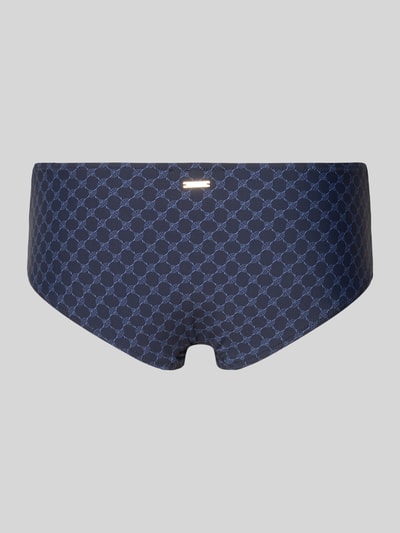 Produktfoto, Slim Fit Bikini-Hose mit Logo-Applikation Modell 'Cortina' od JOOP! Collection, elastyczny materiał, wzór z niebieskimi okręgami, krój slim fit