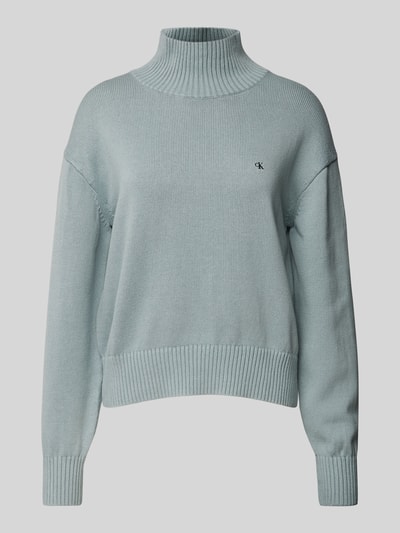 Calvin Klein Jeans Strickpullover mit gerippten Abschlüssen Rauchblau 2