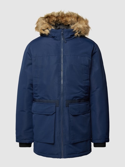 Jack & Jones Parka met imitatiebont, model 'EWING' Donkerblauw - 2