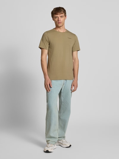 G-Star Raw Slim Fit T-Shirt mit Label-Print Schlamm 1