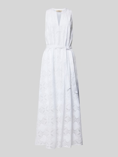 MOS MOSH Długa sukienka z wiązanym paskiem model ‘Paolina’ Biały 2