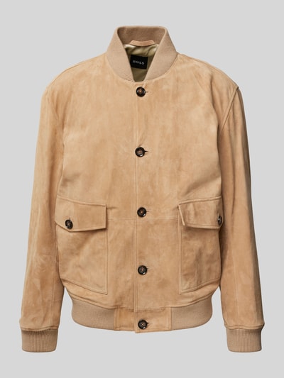 BOSS Lederjacke aus echtem Ziegenleder Modell 'Melot' Beige 2