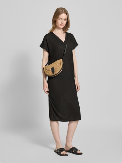 Soyaconcept Midikleid mit V-Ausschnitt Modell 'Delia' Black 1