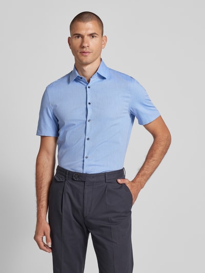 Jake*s Kleingemustertes Slim Fit Business-Hemd mit Kentkragen Royal 4