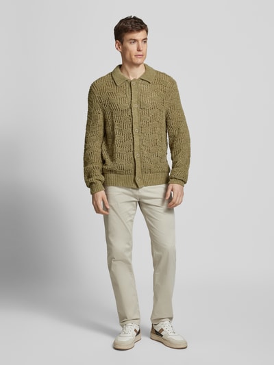 JAKE*S STUDIO MEN Cardigan mit Strukturmuster Mud 1