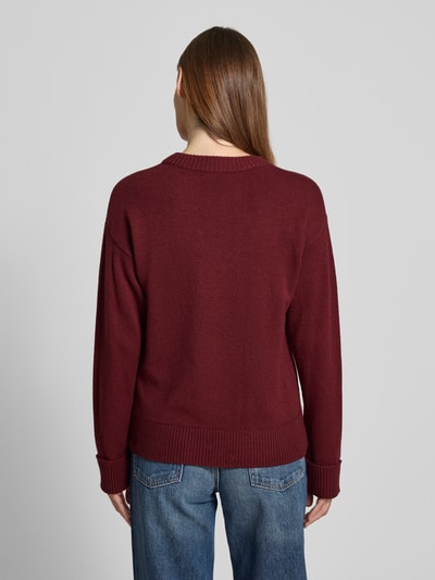 s.Oliver RED LABEL Relaxed Fit Strickpullover aus Baumwoll-Mix mit Woll-Anteil Bordeaux 5