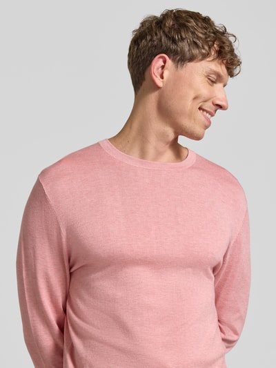 MCNEAL Strickpullover mit geripptem Rundhalsausschnitt Fuchsia Melange 3