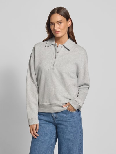 Jake*s Casual Relaxed Fit Sweatshirt mit Polokragen Silber Melange 4